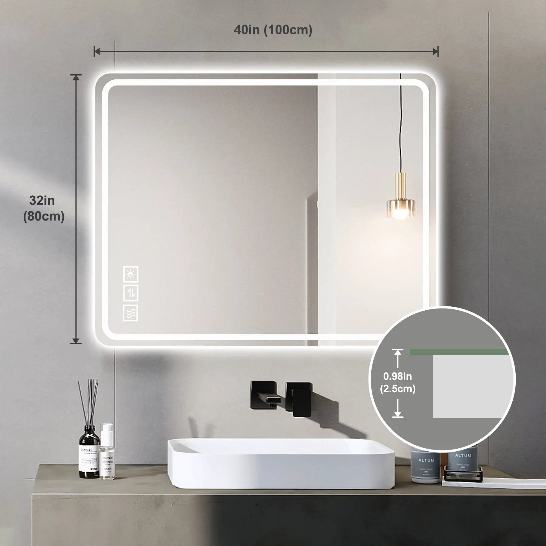 40x32 Inch LED Bathroom Mirror Vanity Mirrors by HouseOfZazla