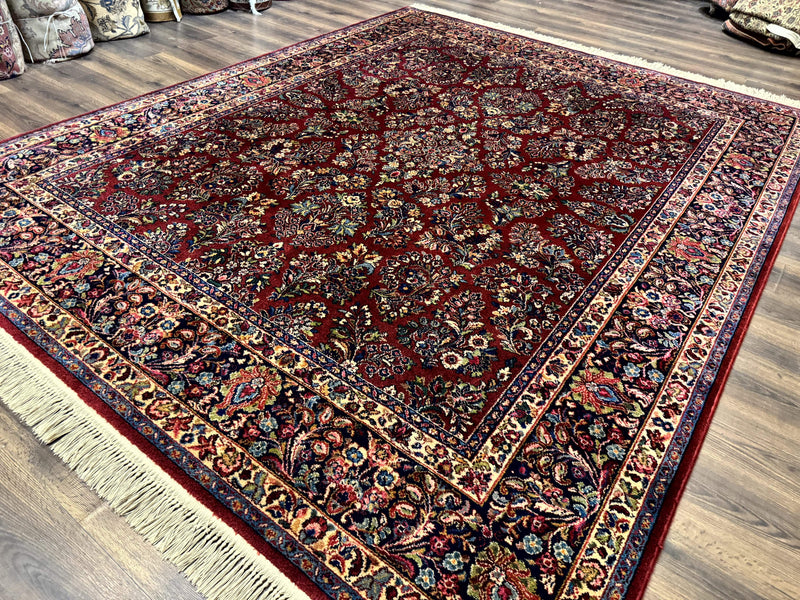 8.8 x 10.6 Karastan Red Sarouk Rug #785, Wool Pile Original 700 Series by Jewel Rugs