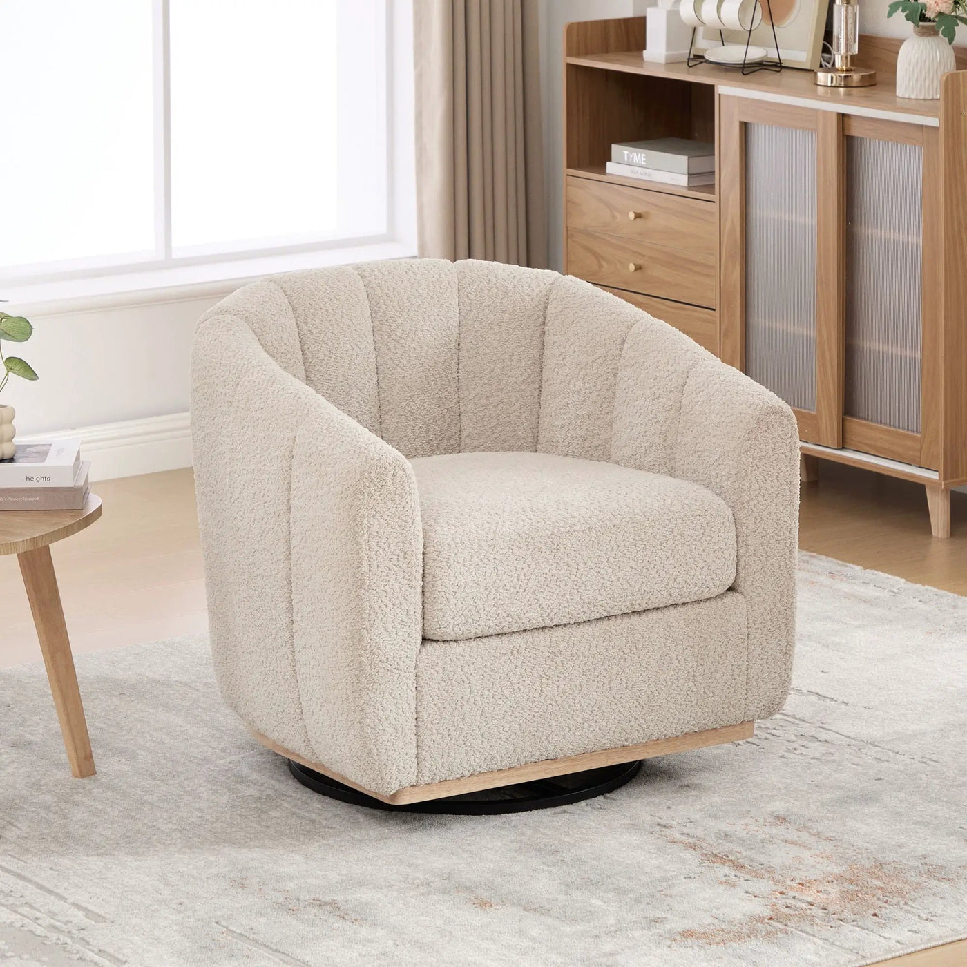 Swivel Upholstered Barrel Chair With Metal Base by HouseOfZazla
