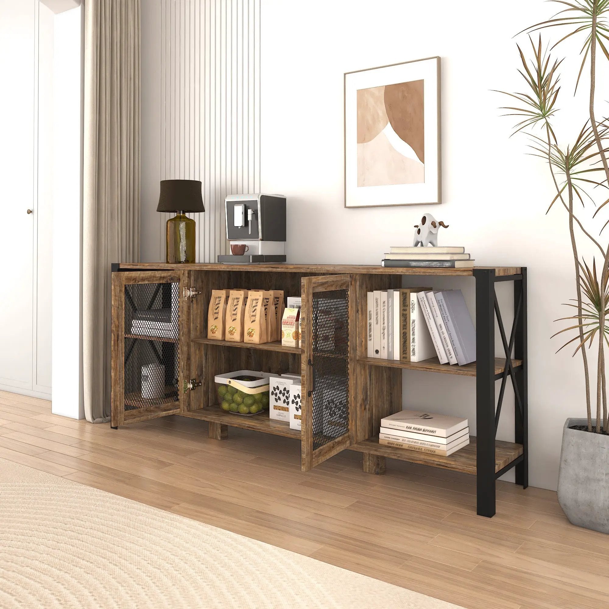 Industrial 80 Inch TV Stand for Living Room & Bedroom by HouseOfZazla
