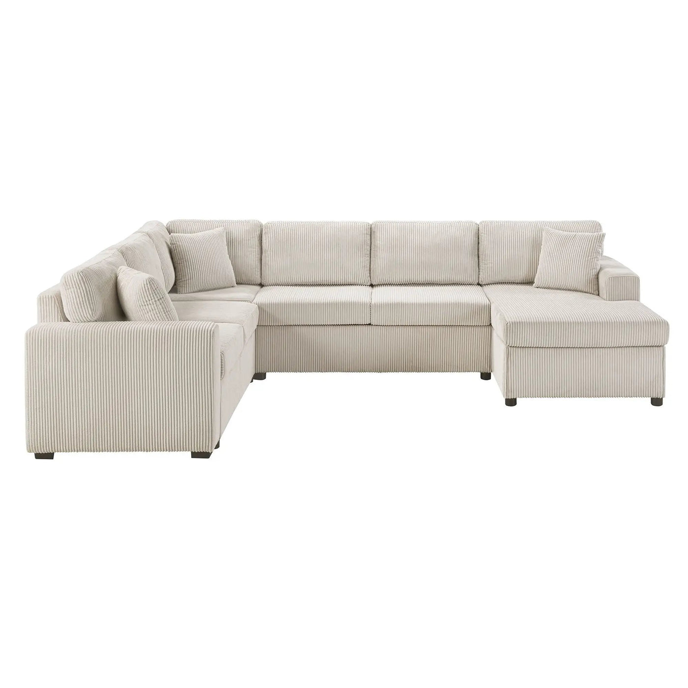 Oversized Sectional U-Shaped Sofa With Chaise Lounge And Three Soft Throw Pillows by HouseOfZazla