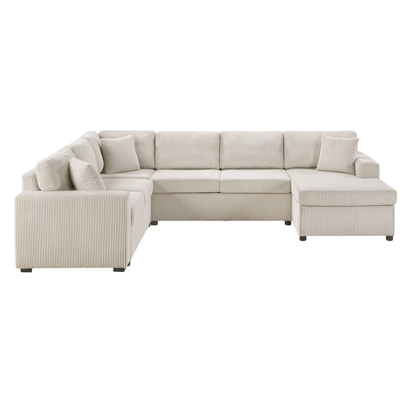 Oversized Sectional U-Shaped Sofa With Chaise Lounge And Three Soft Throw Pillows by HouseOfZazla