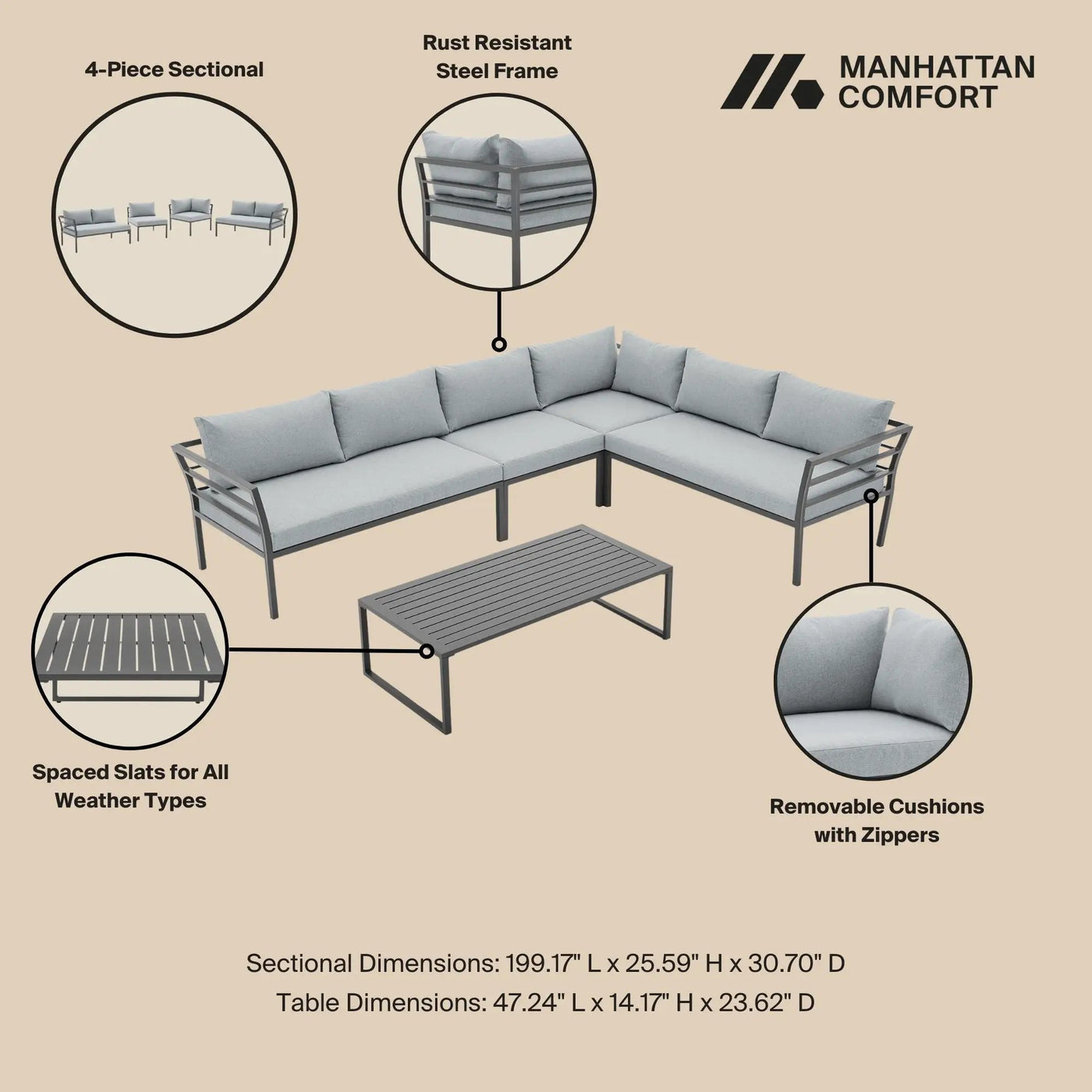 Sunnyside - 5 Piece Outdoor Conversation Set by HouseOfZazla