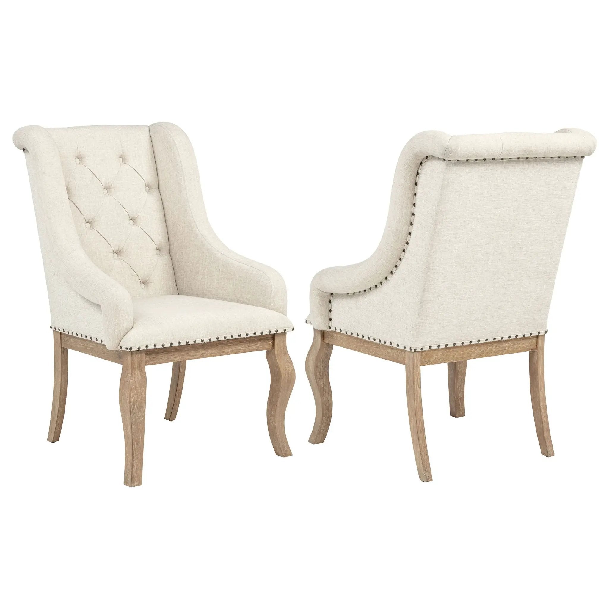Brockway Upholstered Arm Chair Barley Brown (Set of 2) by Unique Piece Furniture
