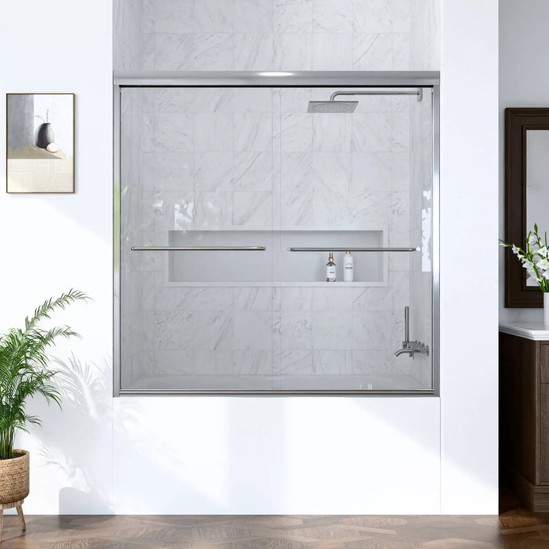 Semi-Frameless Double Sliding Shower Door by HouseOfZazla