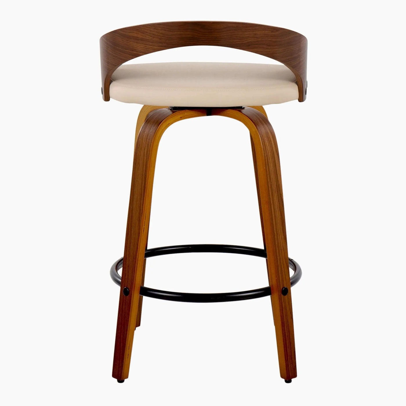 Grotto - Mid Century Modern Fixed Height Counter Stool With Swivel With Round Footrest (Set of 2) by HouseOfZazla
