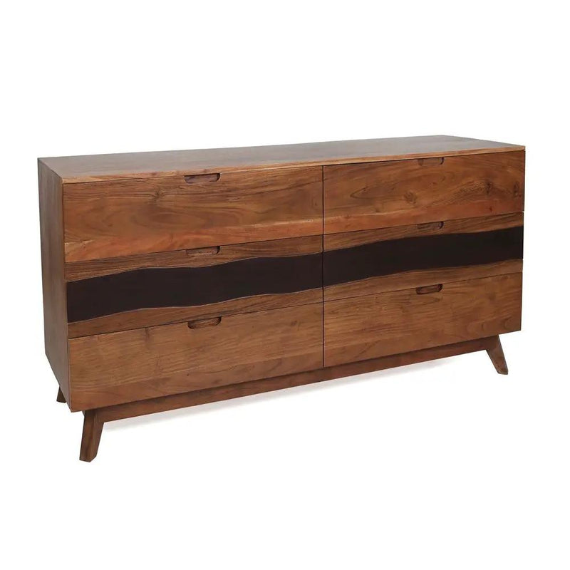 Sierra 6 Drawer Sideboard, Wood Credenza / Cabinets / Chests / Nightstands - Natural Wood / Brown by HouseOfZazla