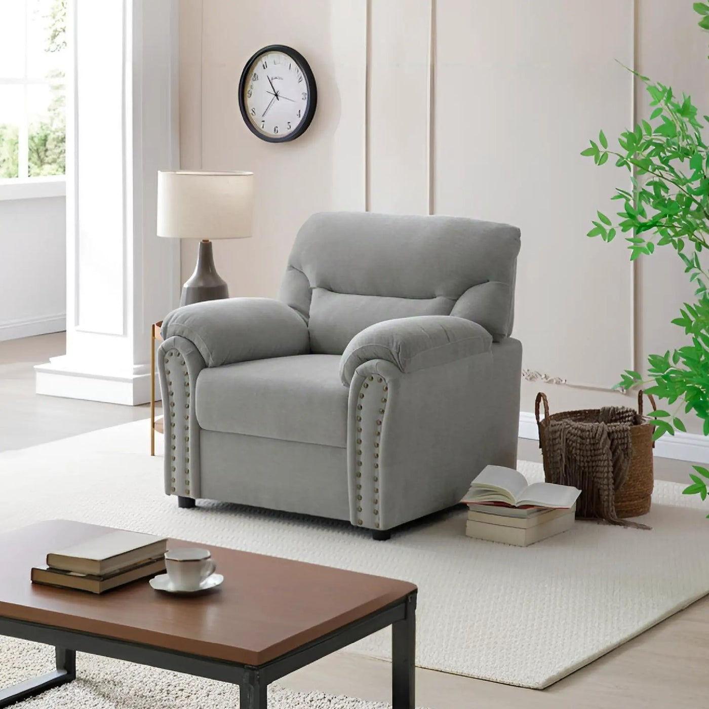 Hamilton - Chair With Hand Applied Nailhead Trim And Pillow Top Arm Cushions by HouseOfZazla