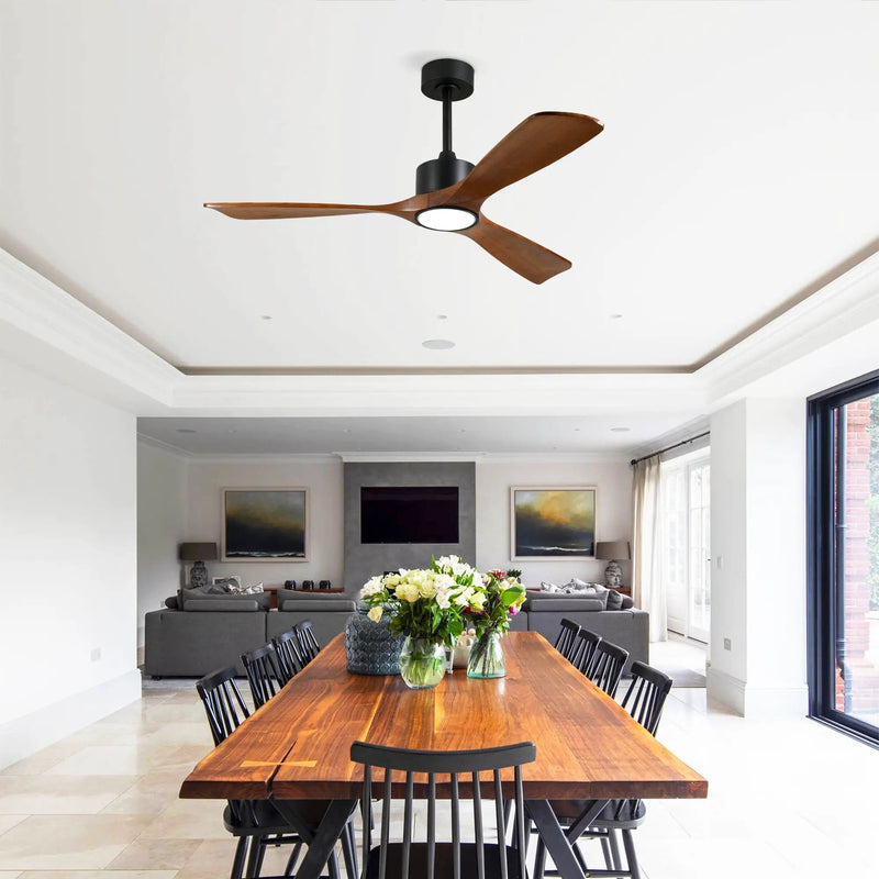 52 Inch Solid Wood Ceiling Fan with Light Kit and Remote Control by HouseOfZazla