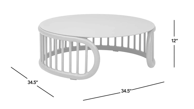 Harper - Indoor/Outdoor Modern Round Coffee Table - Geige Taupe Aluminum by HouseOfZazla