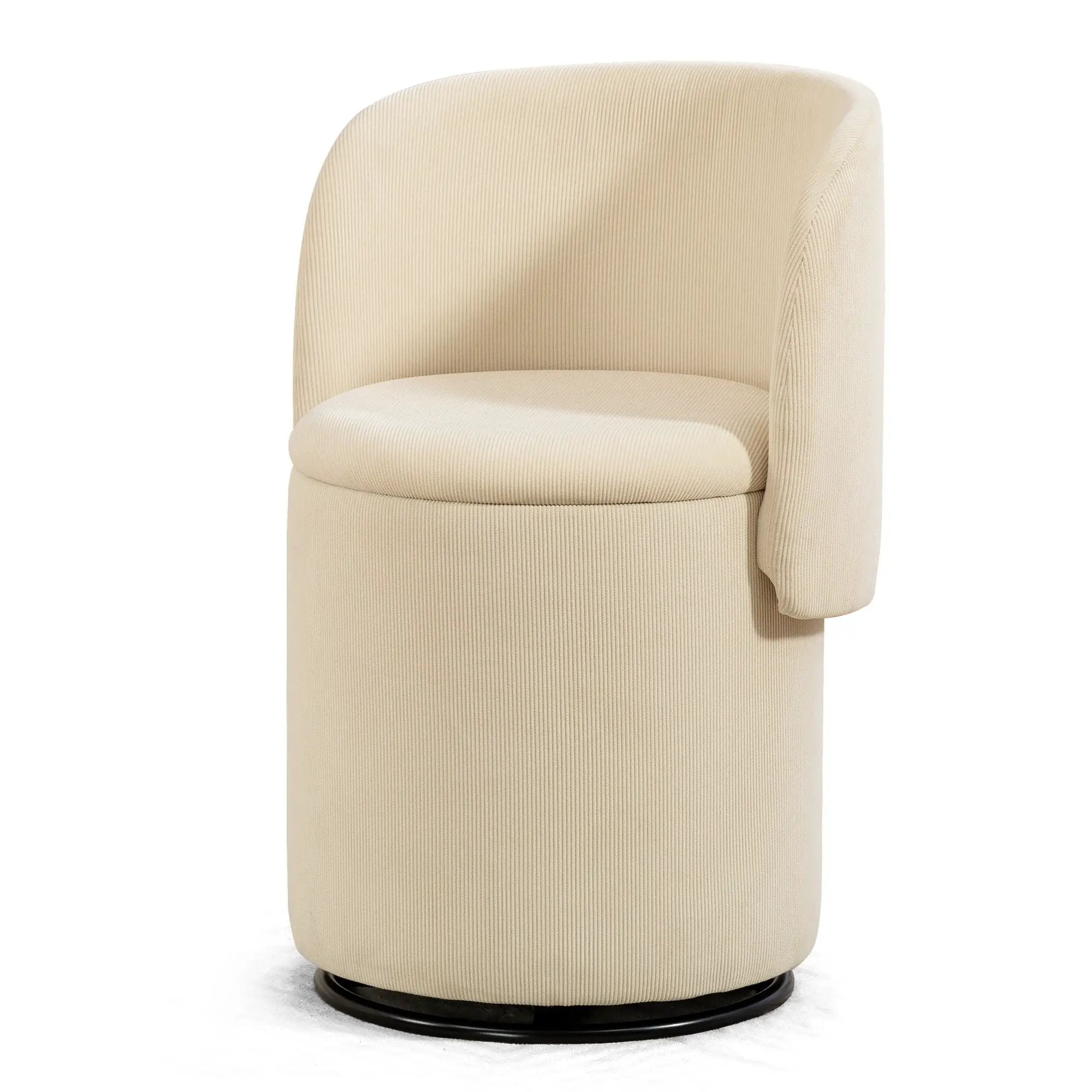 Barrel Chair, Built In Storage, 360° Swivel - Beige by HouseOfZazla