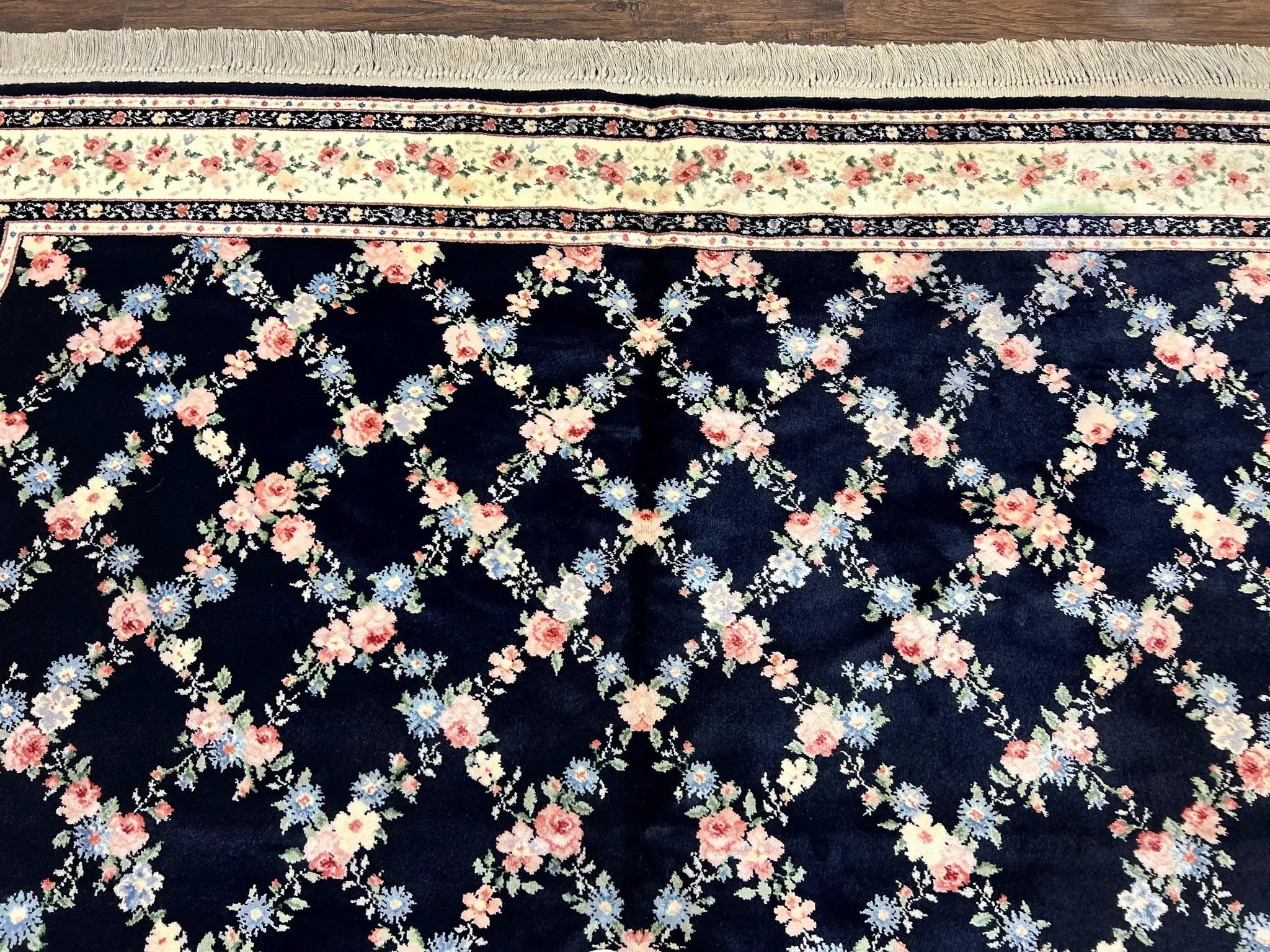 Karastan Rug 8' 8" x 12" Garden of Eden Collection Ebony Trellis #509/1270, Wool Pile Discontinued Vintage Karastan Carpet, Room Sized Rug by Jewel Rugs