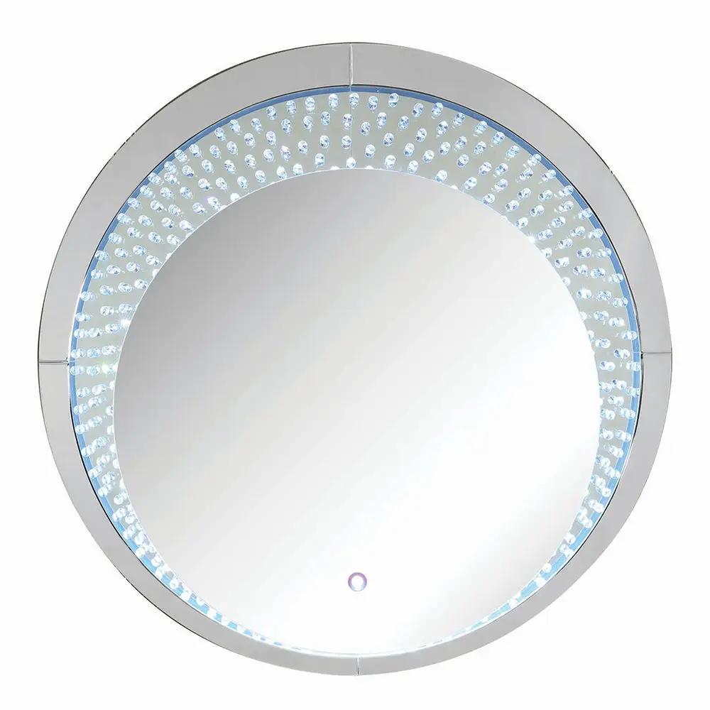 Nysa - 39" Accent Mirror With LED - Mirrored & Faux Crystals by Unique Piece Furniture