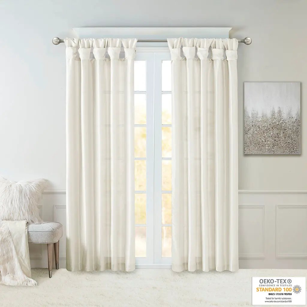 Twist Tab Lined Window Curtain Panel White 50x84 by HouseOfZazla