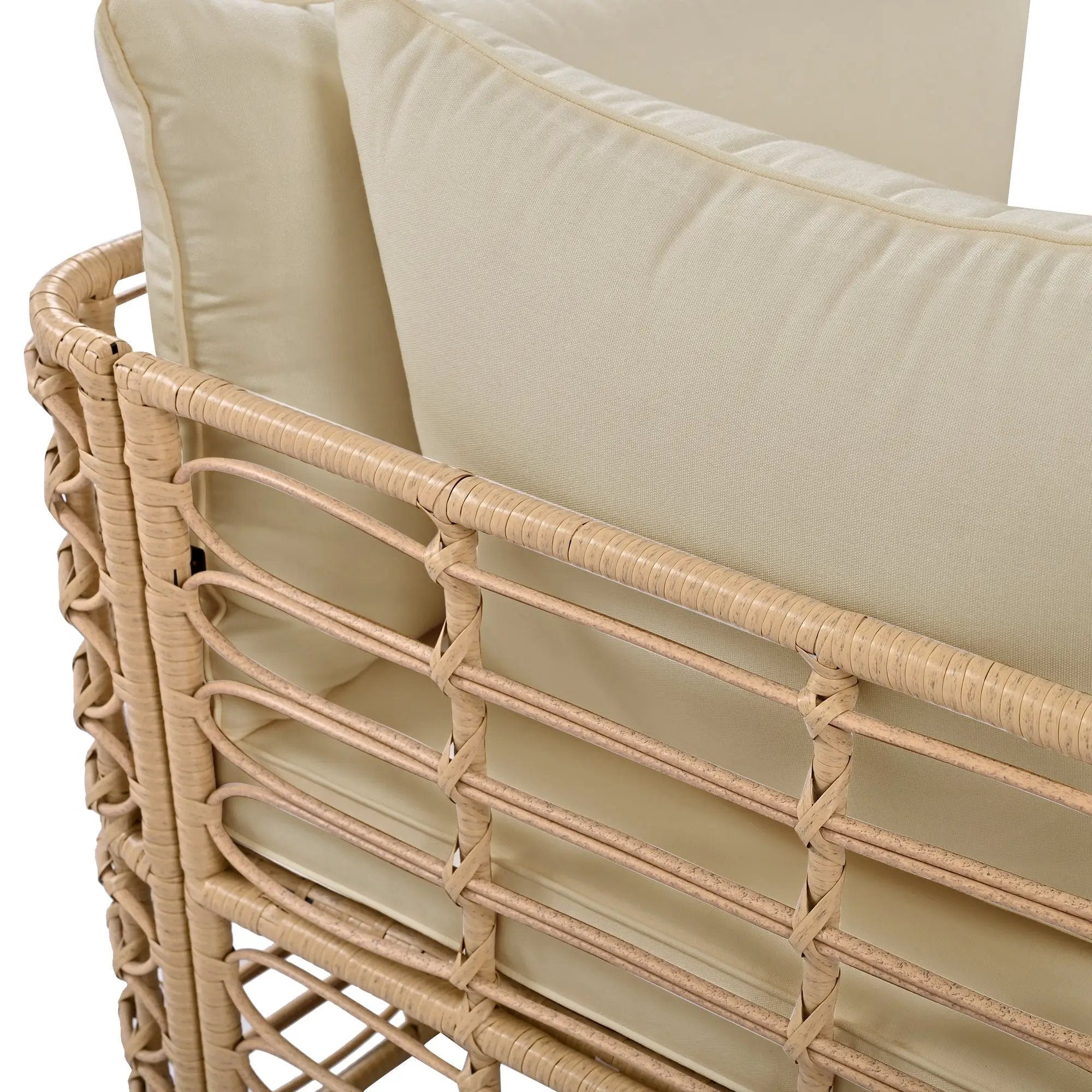 7 Pieces Outdoor Patio Furniture, All-Weather Rattan Sectional Sofa Set with Thick Cushions and Pillows, Freely Combined Conversation Sets for Garden, Backyard, Balcony, Brown by HouseOfZazla