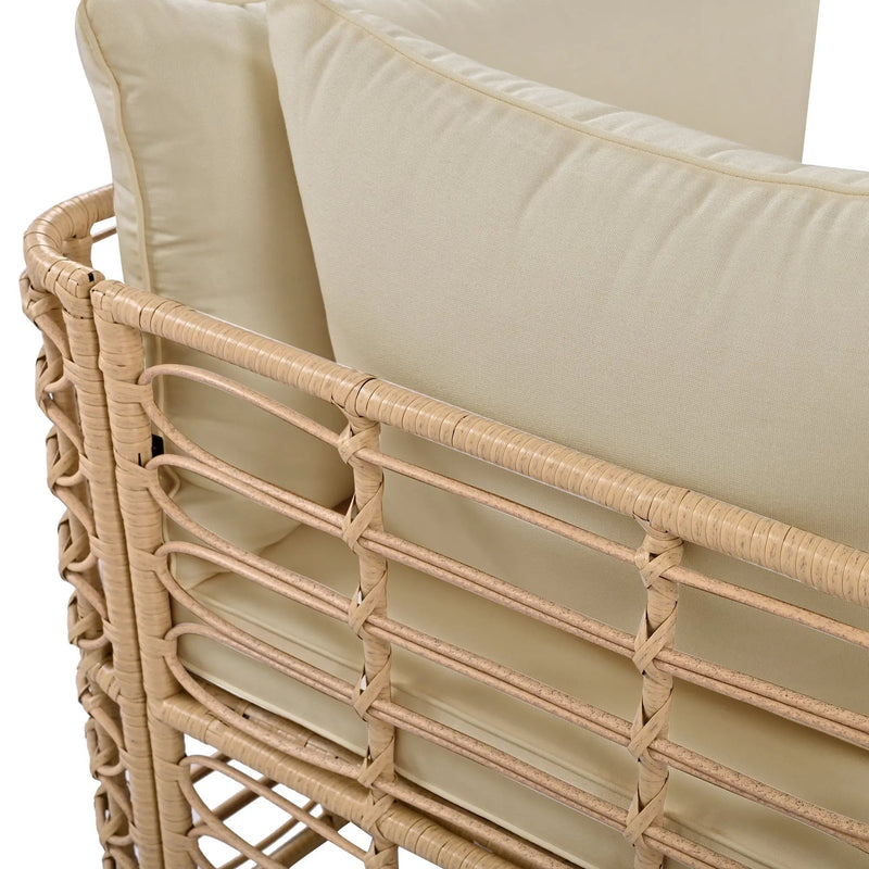 7 Pieces Outdoor Patio Furniture, All-Weather Rattan Sectional Sofa Set with Thick Cushions and Pillows, Freely Combined Conversation Sets for Garden, Backyard, Balcony, Brown by HouseOfZazla