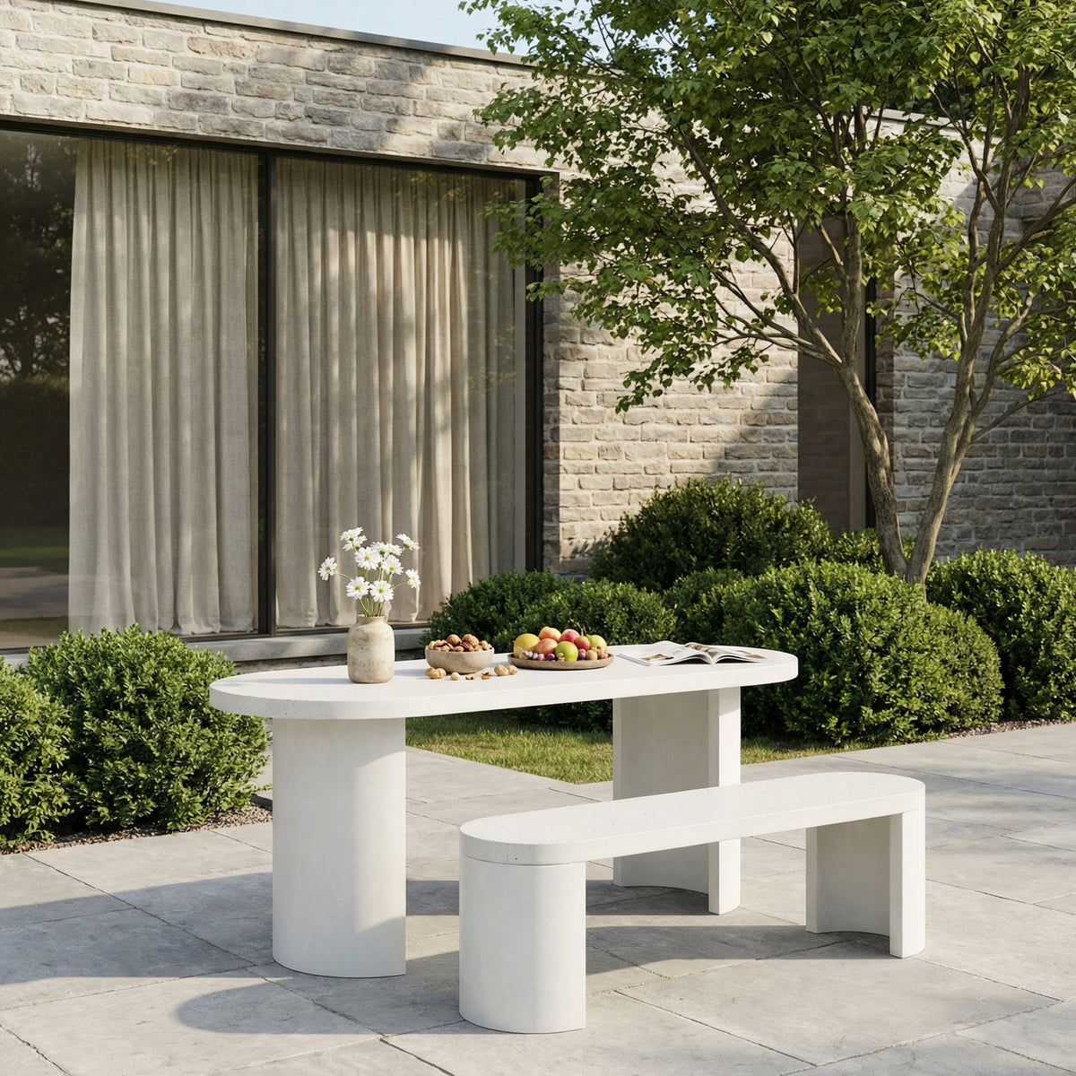 2 Piece Modern Outdoor Concrete Dining Set - Terrazzo