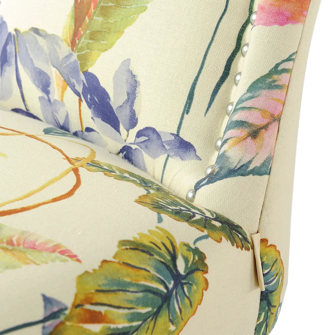 Paradise - Upholstered Accent Chair Printed On - Off-White Floral by HouseOfZazla