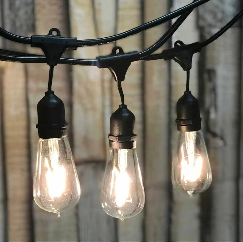 48Ft Pro Vintage Edition Plug-In Outdoor Heavy Quality 40W Commercial String Lights-15 Bulbs by Outdoor Solar Outlet