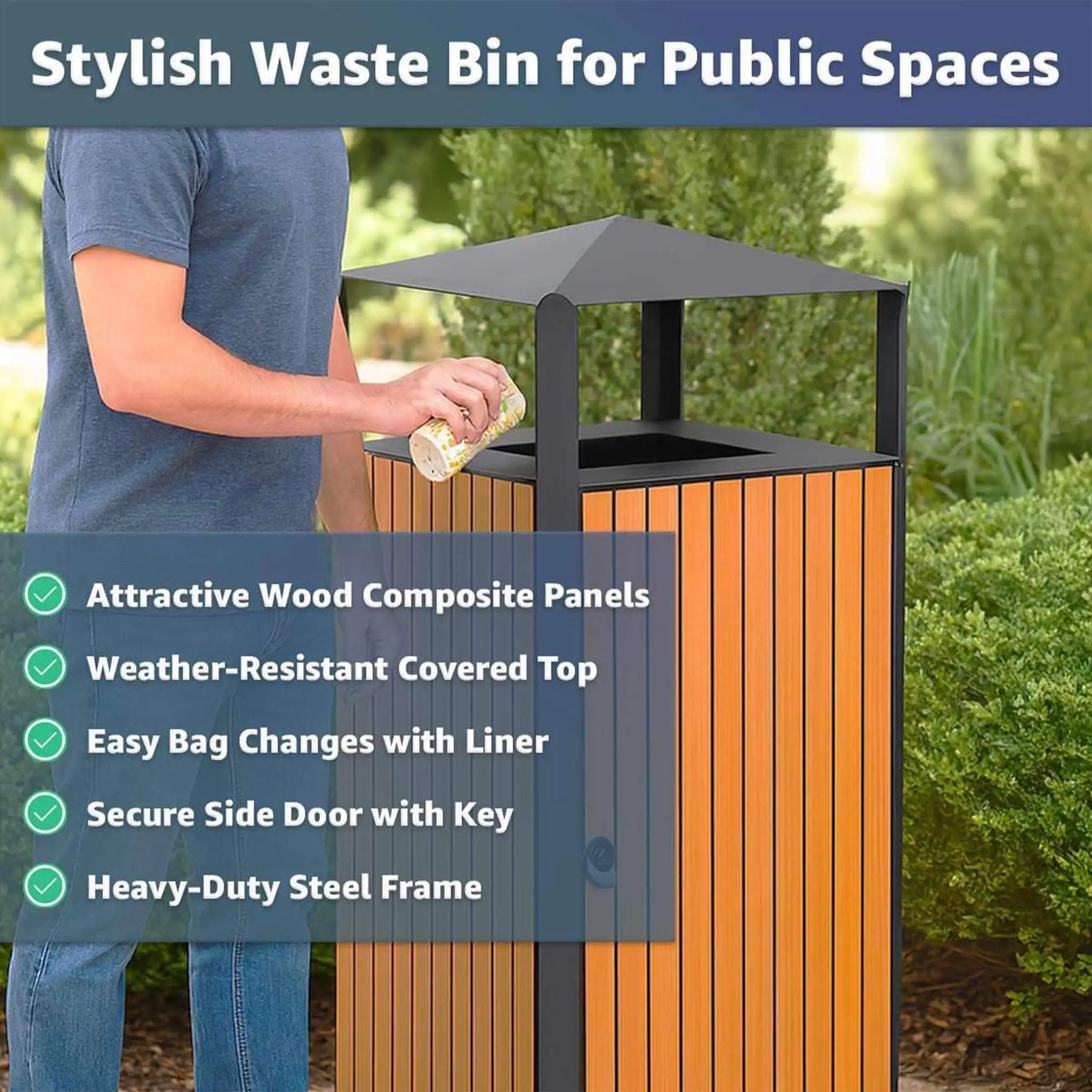 49-Gallon Heavy-Duty Commercial Outdoor Trash Can With Covered Top (SAK72136) by SAKSBY WHOLESALE