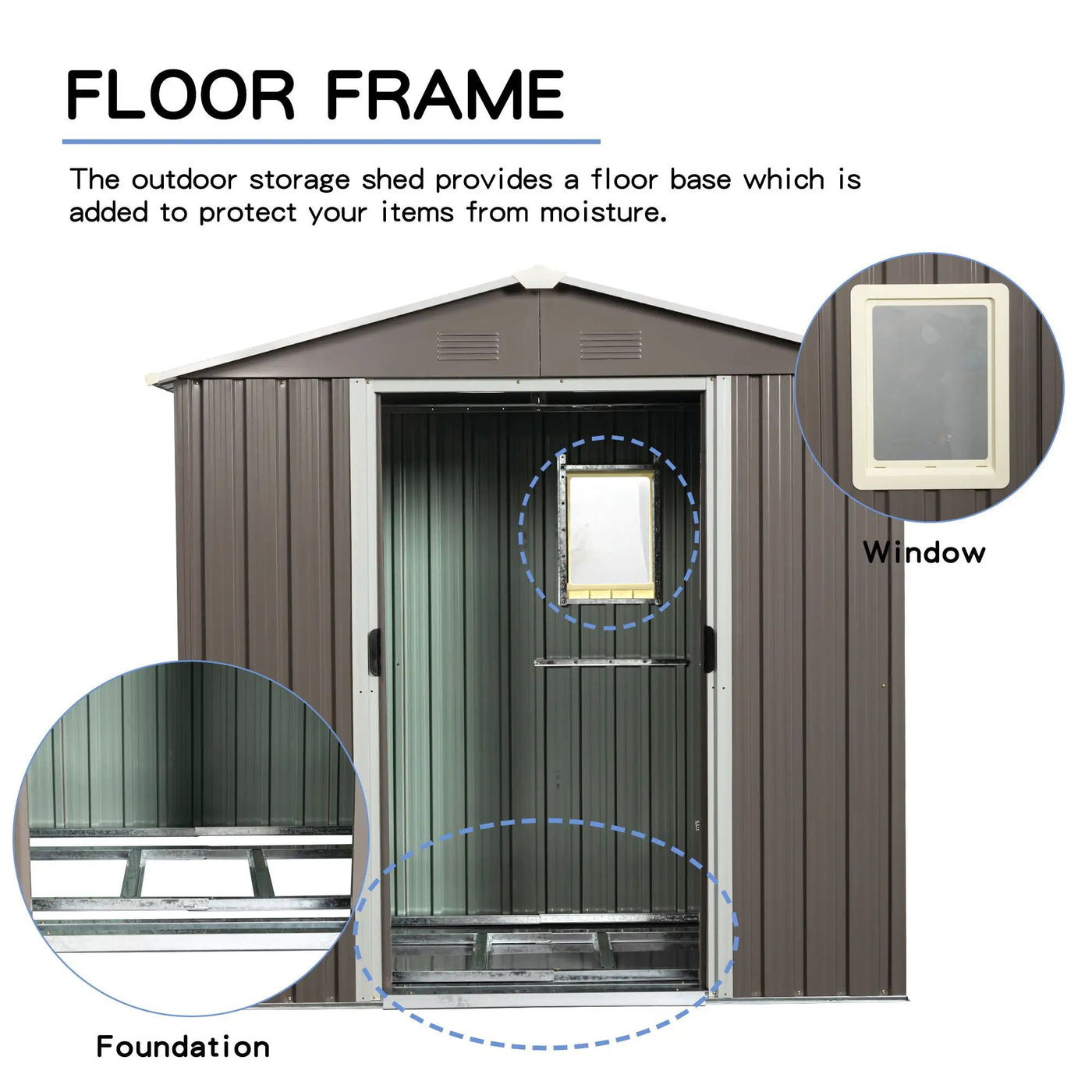 88.98" Outdoor Metal Storage Shed With Window by HouseOfZazla