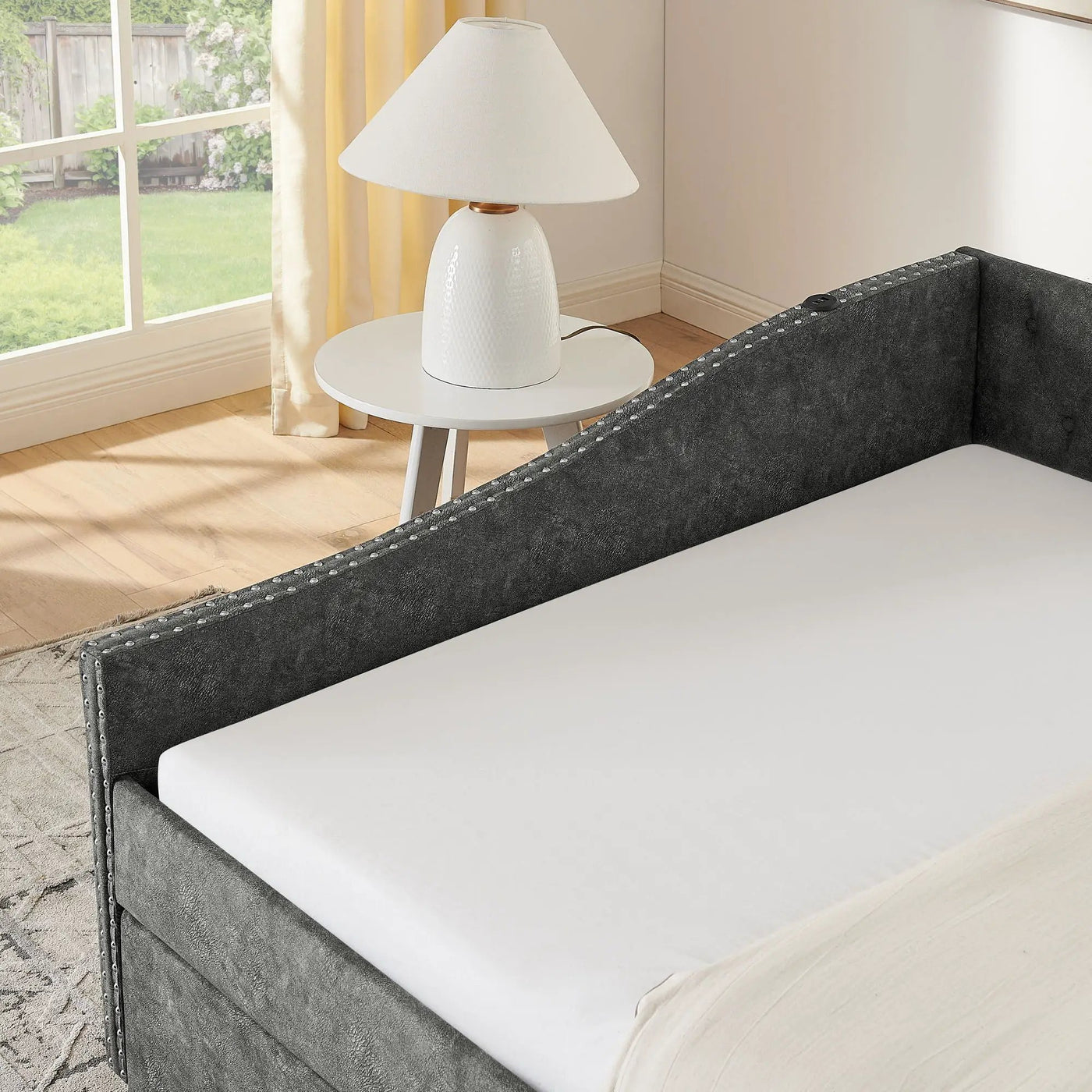 Upholstered Daybed With USB Charging & Pull Out Bed by HouseOfZazla