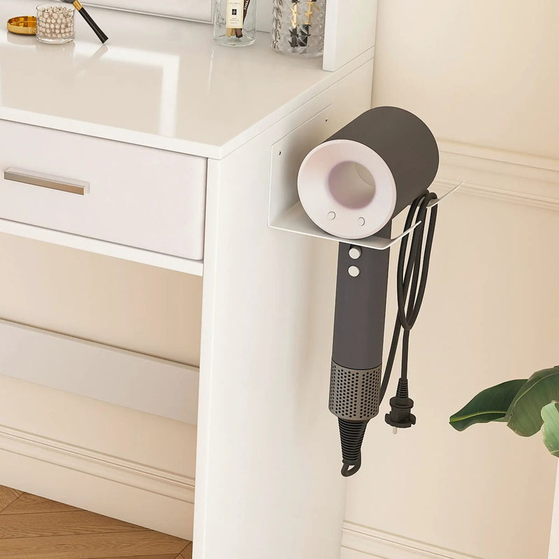 Elegant LED Mirror Vanity Dressing Table With Adjustable Lights, Drawers & Storage - White by Unique Piece Furniture