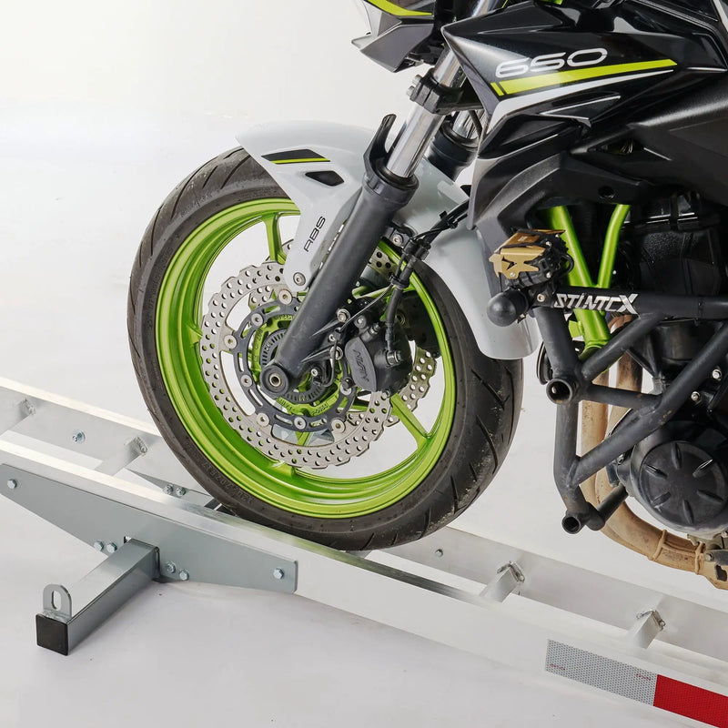 Motorcycle Hitch Mount Carrier With Ramp, Rust-Resistant - Silver by HouseOfZazla