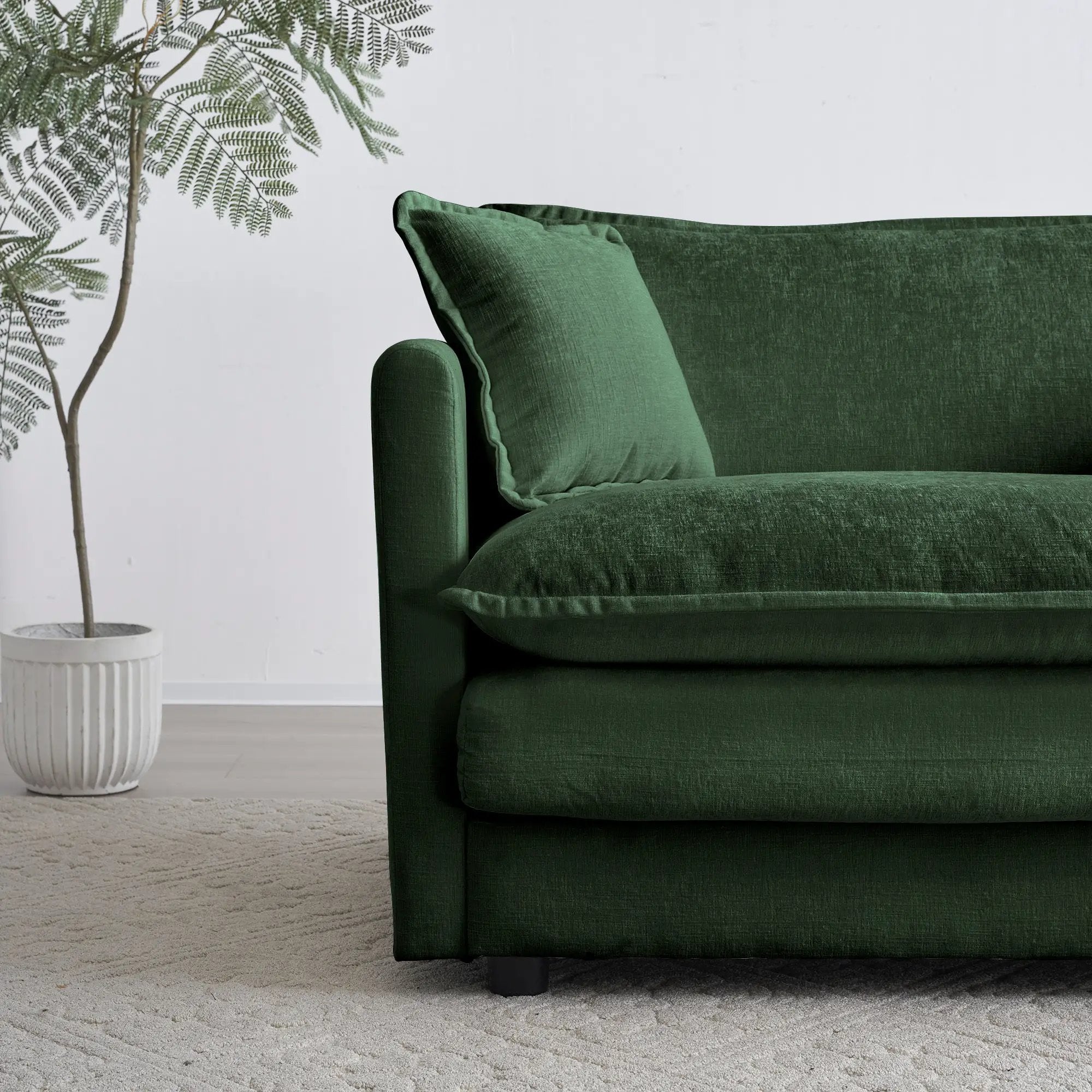 Mid-Century Modern 3-Seater Sofa with Green Chenille Upholstery by HouseOfZazla