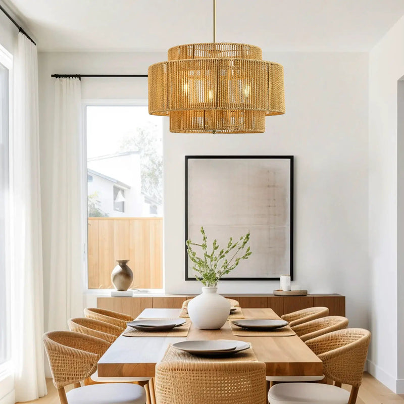 Boho Rattan 3-Light Chandelier by HouseOfZazla
