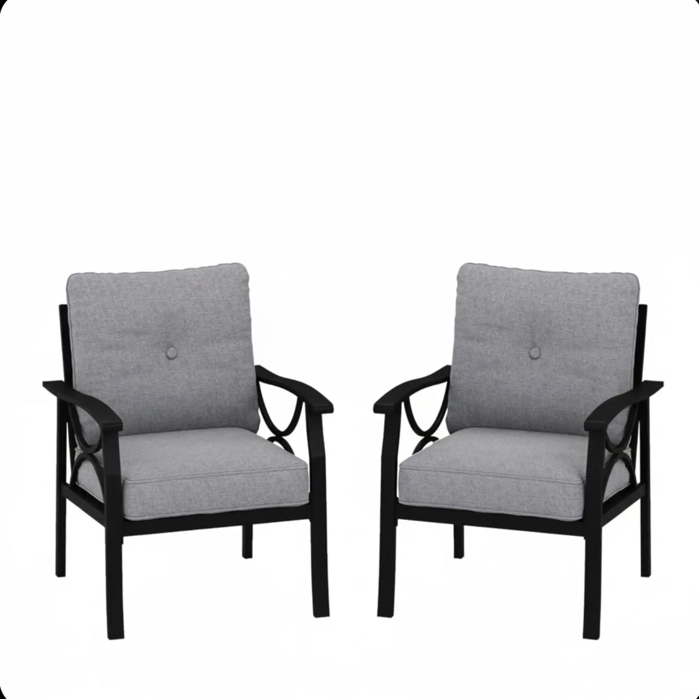All-Weather Armchairs With Cushions, Modern Sculptural Design (Set of 2) by HouseOfZazla