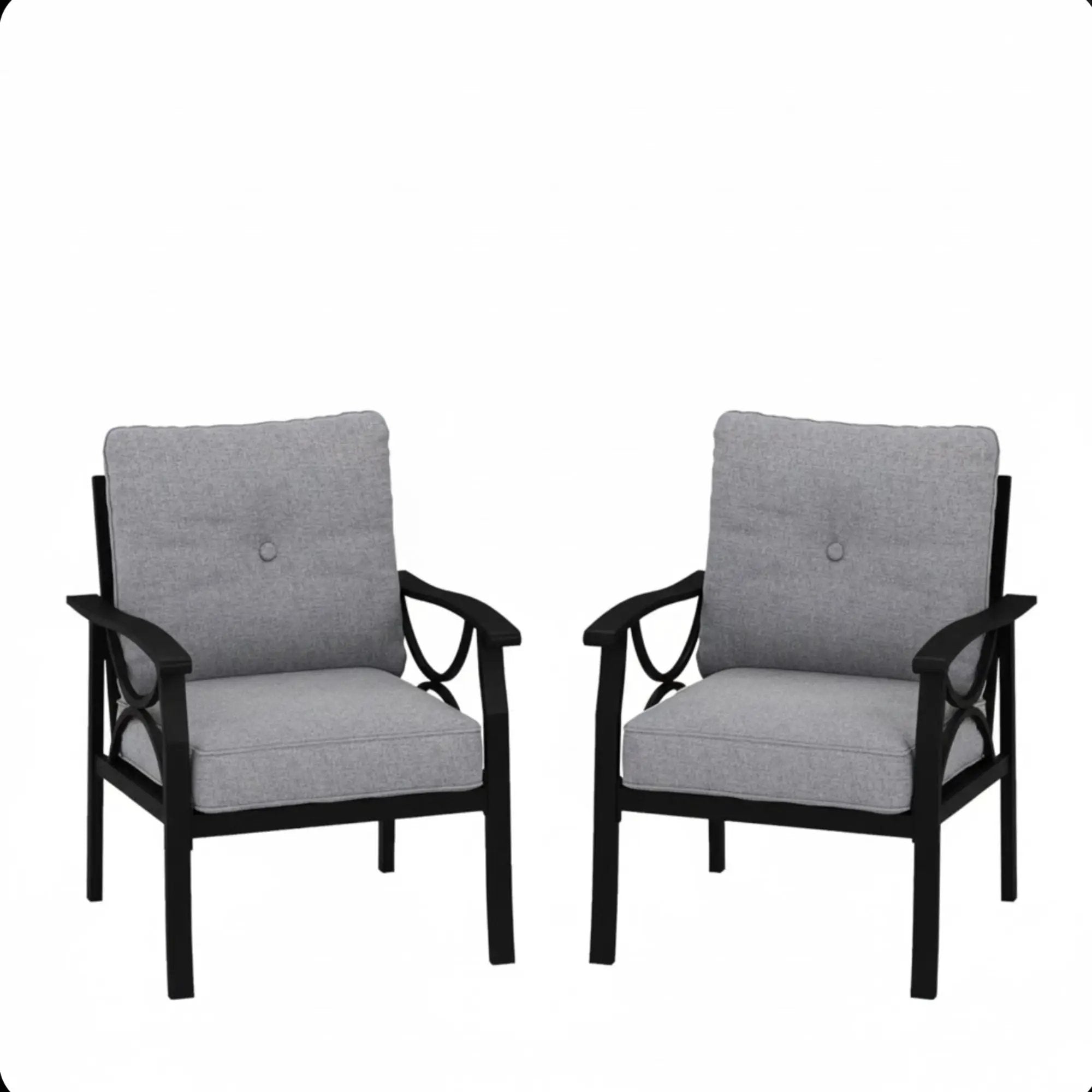 All-Weather Armchairs With Cushions, Modern Sculptural Design (Set of 2) by HouseOfZazla