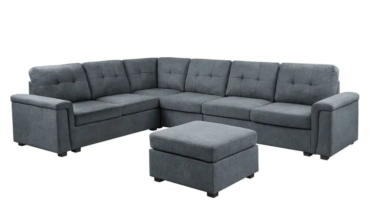 Isla - Fabric Sectional Sofa With Ottoman by HouseOfZazla