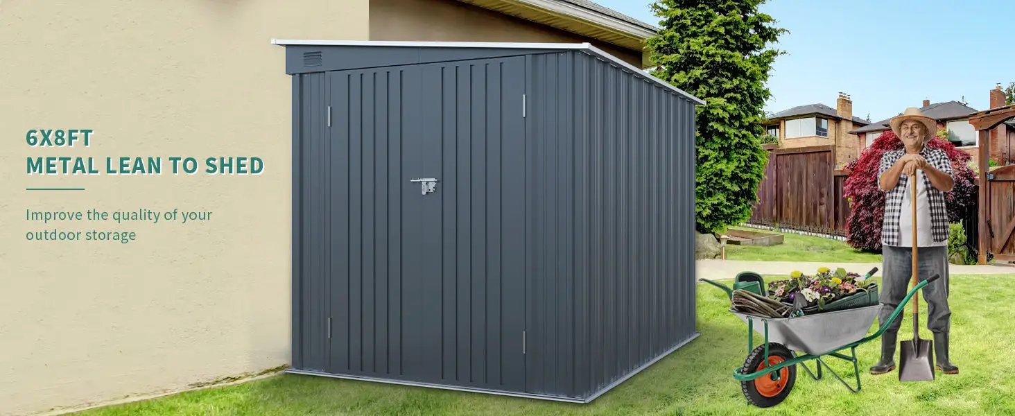 6x8FT Galvanized Steel Outdoor Storage Shed by HouseOfZazla