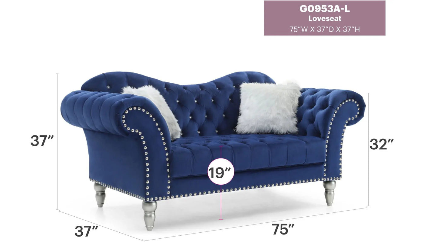 Elegant Round Arm Loveseat by HouseOfZazla