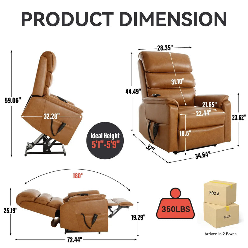 Brown Leatheraire Dual Motor Power Lift Recliner Chair by HouseOfZazla