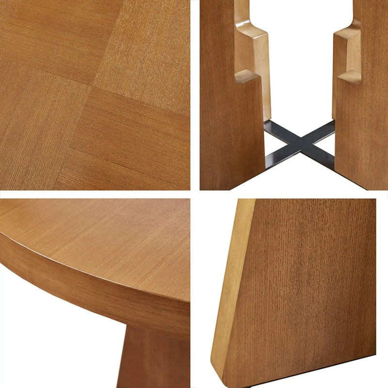 Round Dining Table With Pecan Wood Veneer - Walnut by Unique Piece Furniture