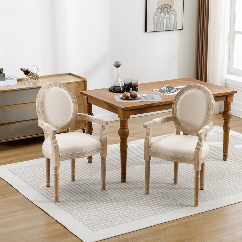 French Vintage Upholstered Fabric Dining Armchair (Set of 2) by HouseOfZazla