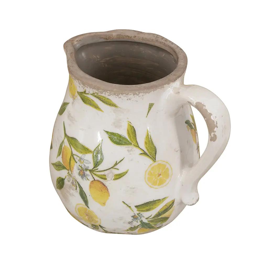 Distressed White Ceramic Pitcher Vase by HouseOfZazla