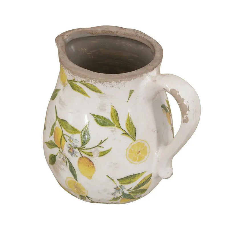 Distressed White Ceramic Pitcher Vase by HouseOfZazla