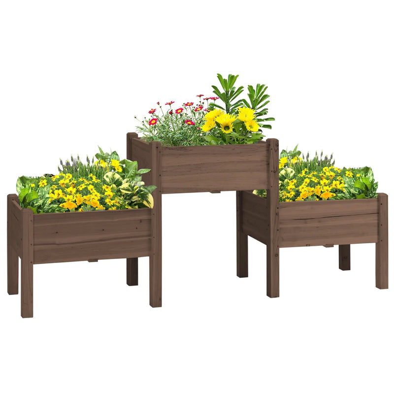 Outsunny Raised Garden Bed with 3 Planter Box by HouseOfZazla