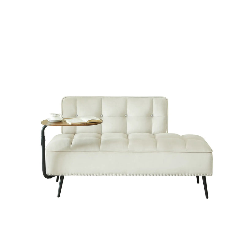 54-Inch Modern Two-Seater Velvet Sofa with Rotating Side Table by HouseOfZazla