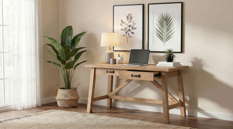Fabian 54-inch 2-drawer Computer Writing Desk Distressed Light Brown by Unique Piece Furniture