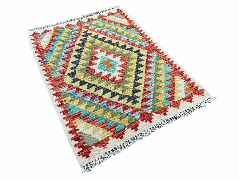 Small Kilim Rug 2x3 Colorful Turkish Kilim Accent Rug New Flatweave Wool Kilim Chobi Kilim Diamond Zigzag Playroom Rug by Jewel Rugs