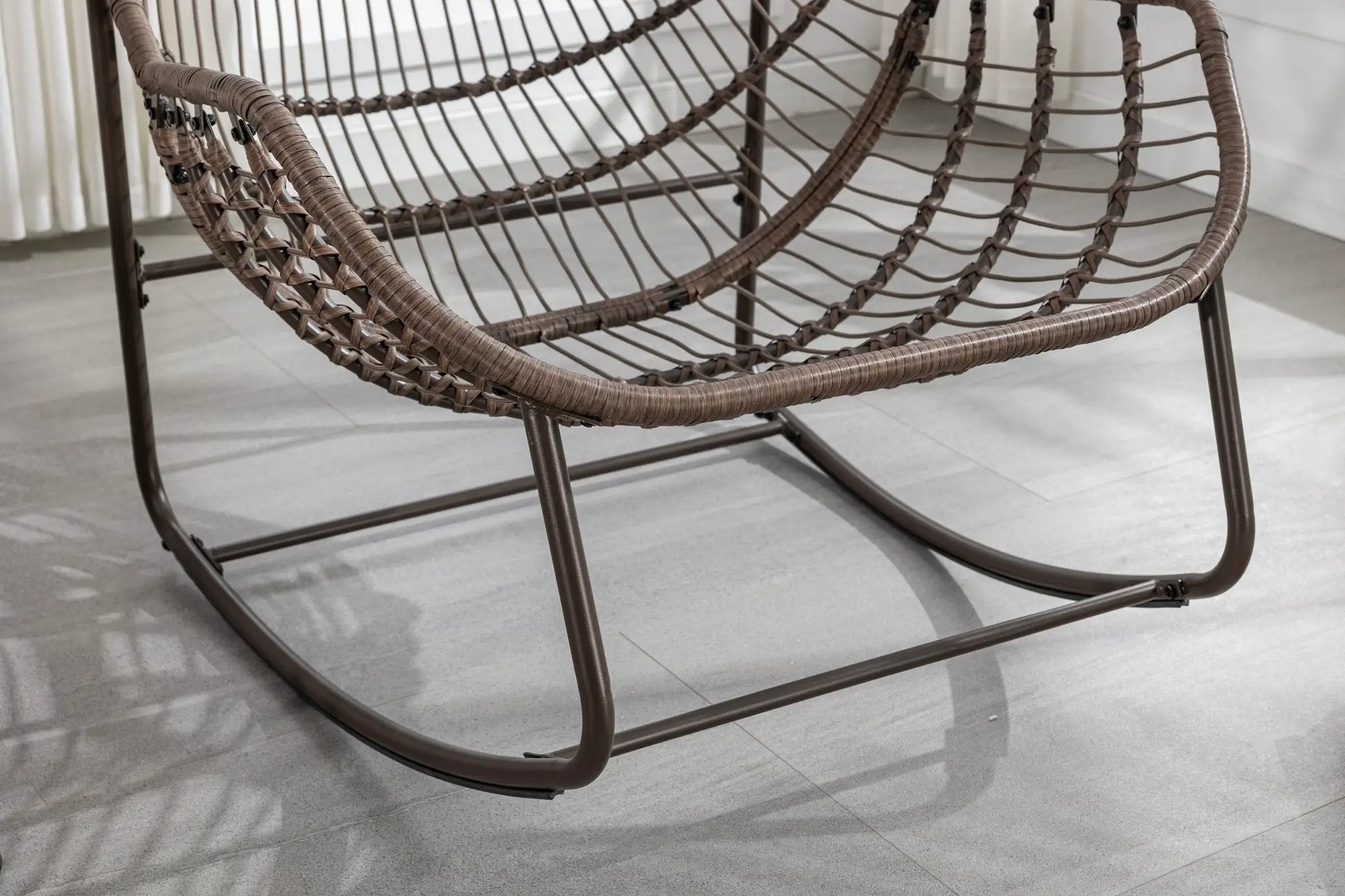 Outdoor Rattan Rocking Chair with Padded Cushion by HouseOfZazla