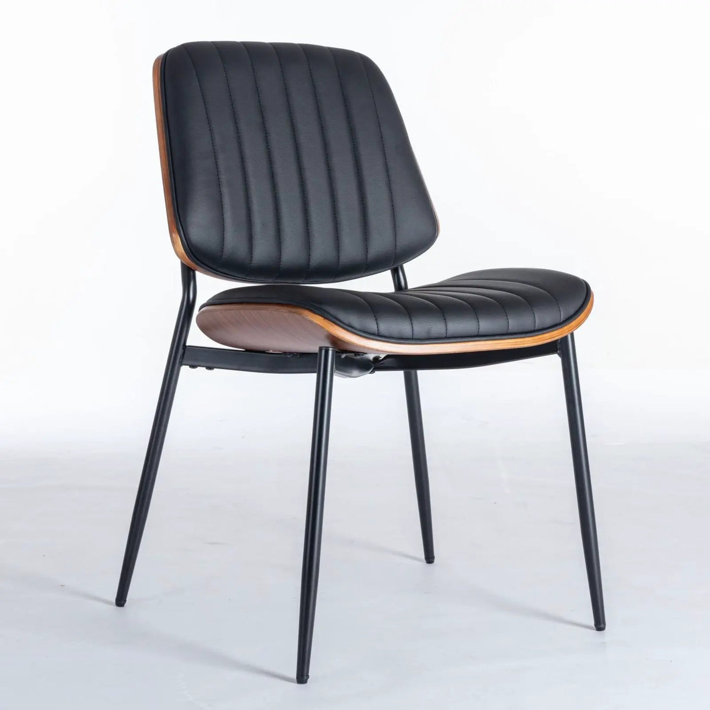 Dining Chairs (Set of 2) Mid-Century Modern Retro Chair With Walnut Bentwood Back Upholstered Seat Metal Legs Adjustable Foot For Kitchen Dining Room Chairs by HouseOfZazla