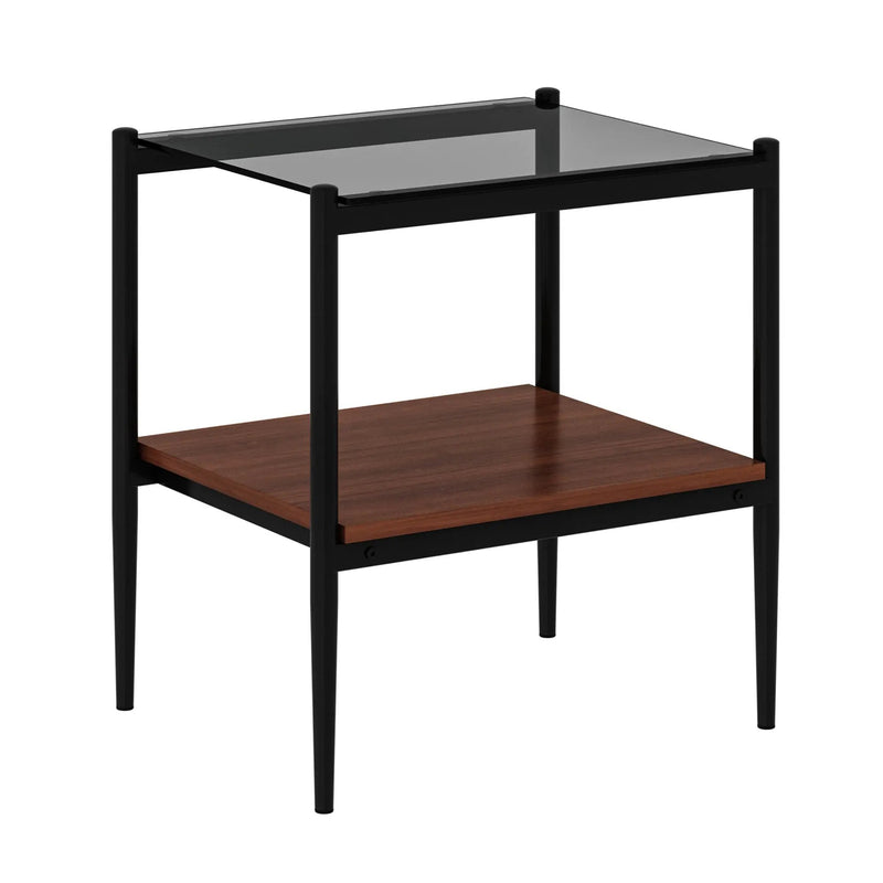 Set of 2 Rectangle End Table Gray Glass by HouseOfZazla