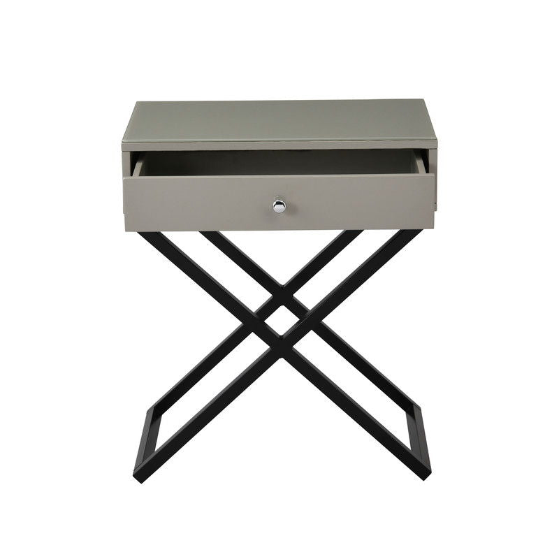 Koda End Side Table Nightstand with Drawer and Cross Base, photo 7 of 12