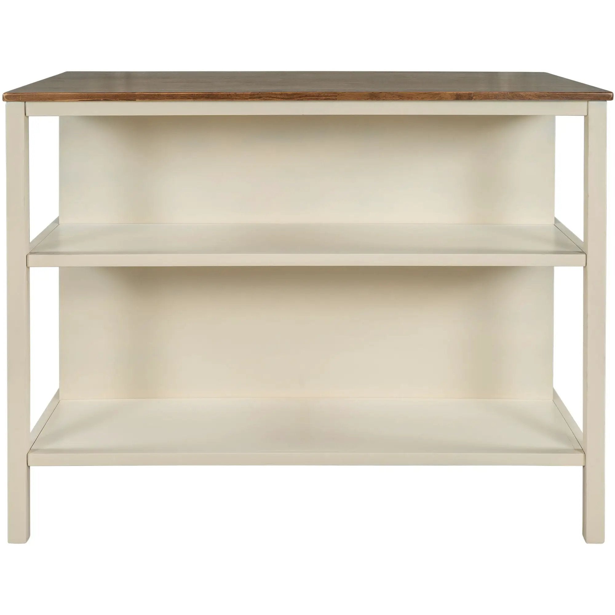 Rustic 3 Piece Stationary Kitchen Island Set With 2 Seatings, With 2 Open Shelves by HouseOfZazla