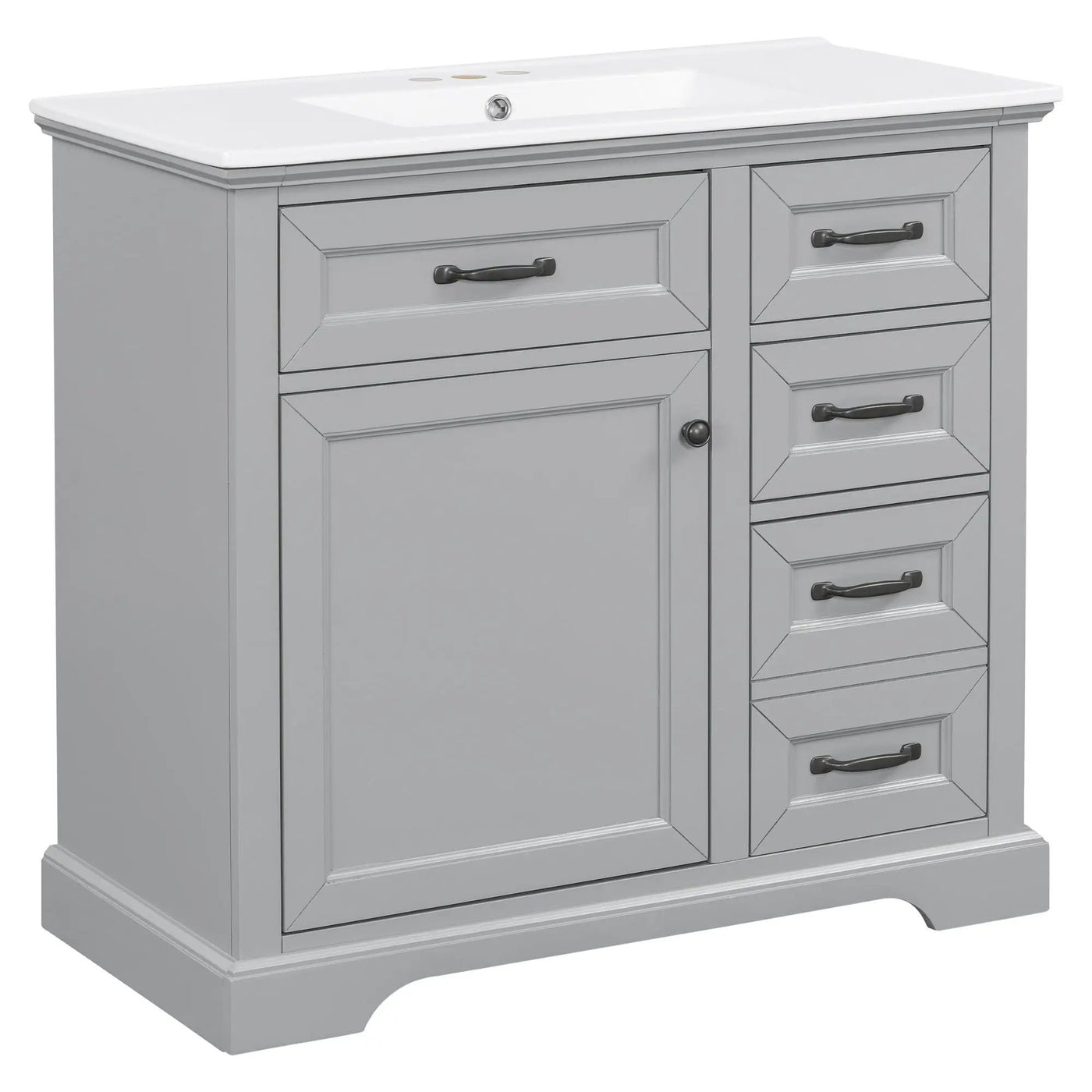 36" Bathroom Vanity With Sink, 2 Tip-Out Drawers, Soft Close Hinges by HouseOfZazla